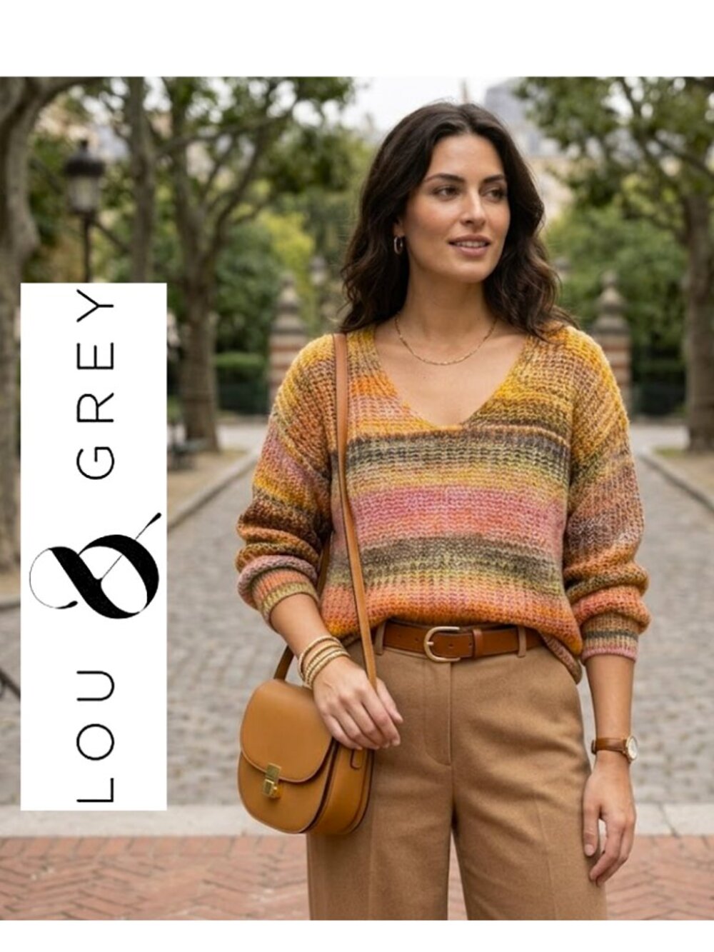 LOU & GREY for LOFT - Pullover v-neck chunky knit colourful sweater